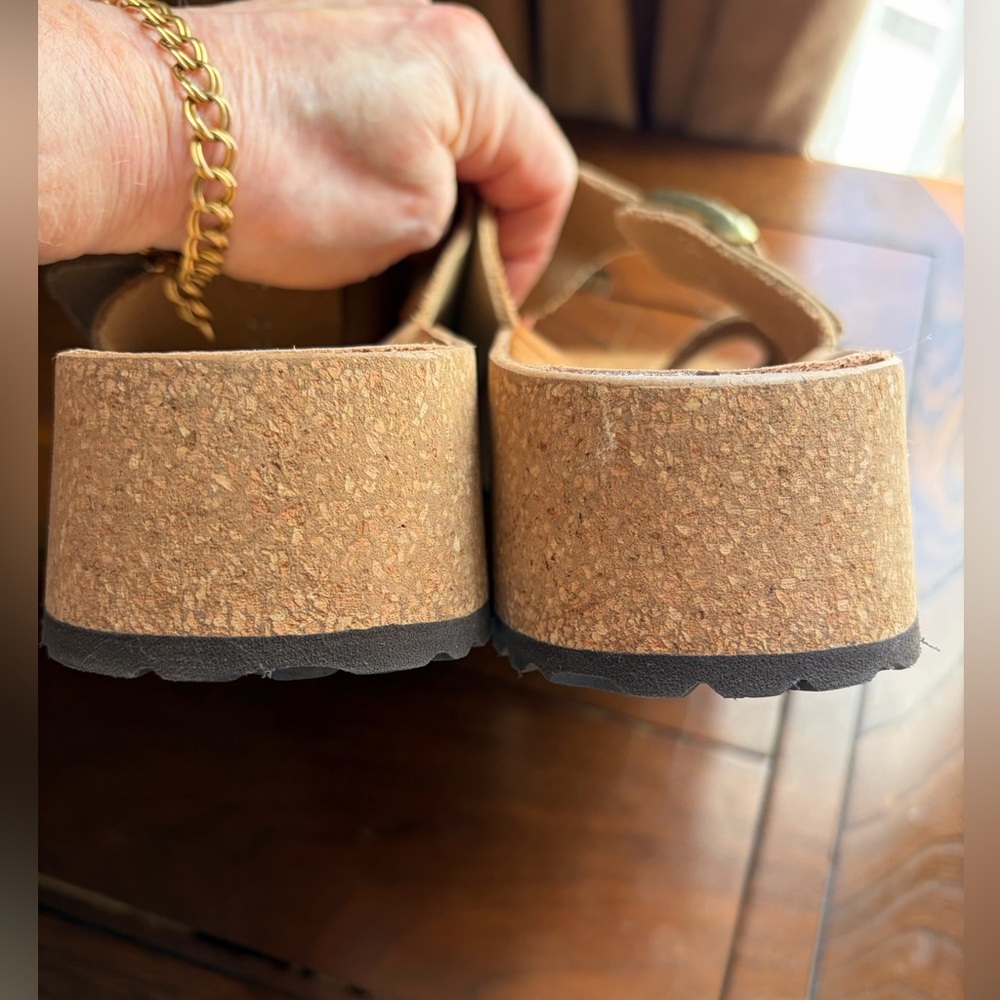 Birkenstock Women's Cream Cork Platform Sandals - Picture 8 of 9